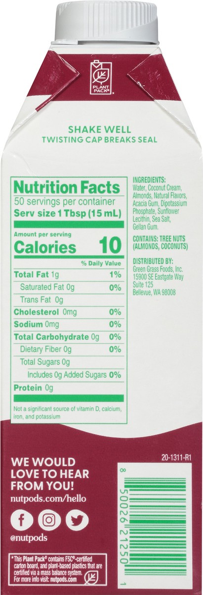 slide 12 of 13, nutpods Almond + Coconut Coffee Cake Creamer 25.4 fl oz, 1 ct