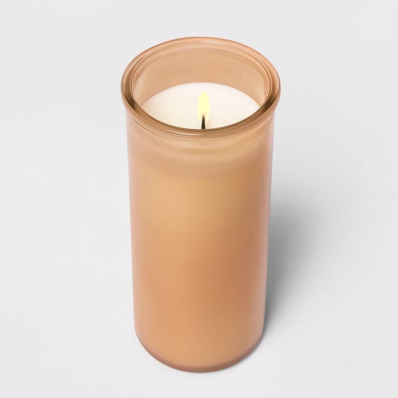 slide 2 of 2, Tinted Glass Jasmine + Ylang Ylang Jar Candle Light Orange 10.5oz - Threshold™, 10.5 oz