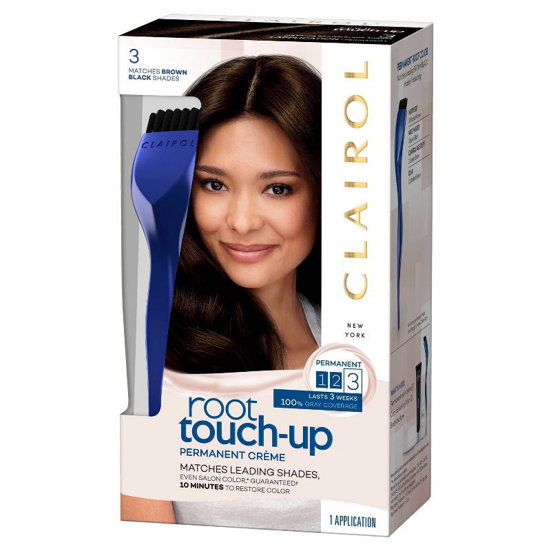 slide 9 of 9, Clairol Root Touch-Up Permanent Hair Color - 3 Brown Black Hair Dye Kit, 1 ct