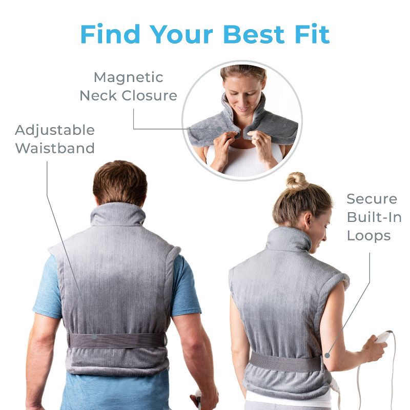 slide 5 of 10, Pure Enrichment PureRelief XL Extra-Long Back and Neck Heating Pad - 29" x 24" - Gray, 1 ct