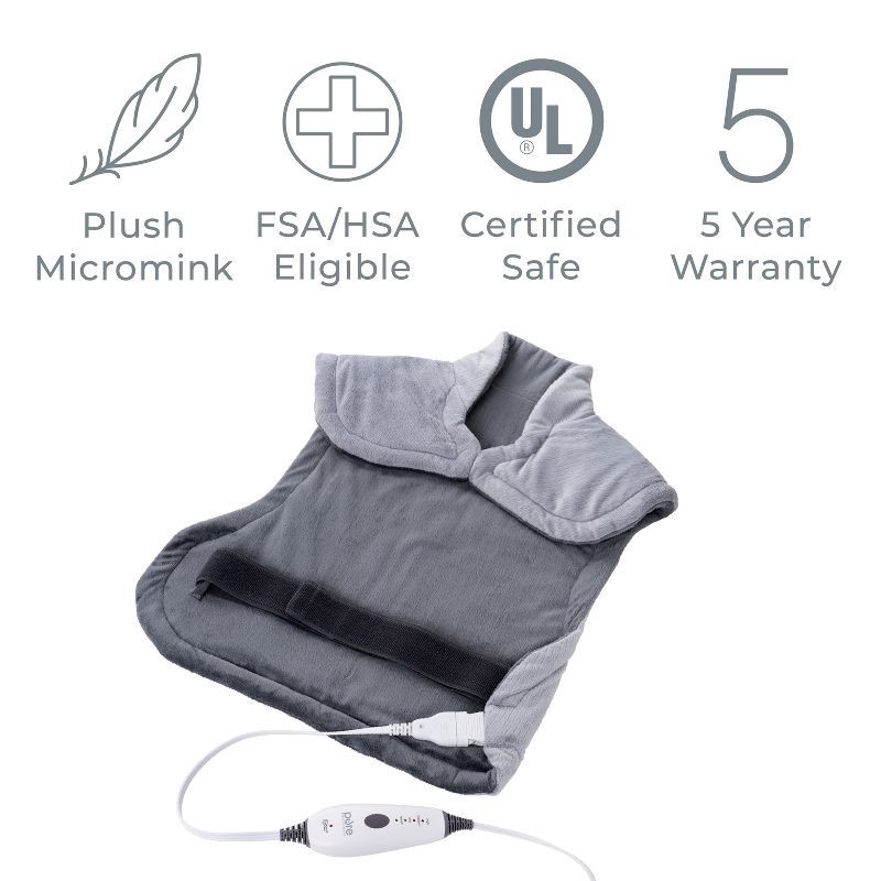 slide 7 of 10, Pure Enrichment PureRelief XL Extra-Long Back and Neck Heating Pad - 29" x 24" - Gray, 1 ct