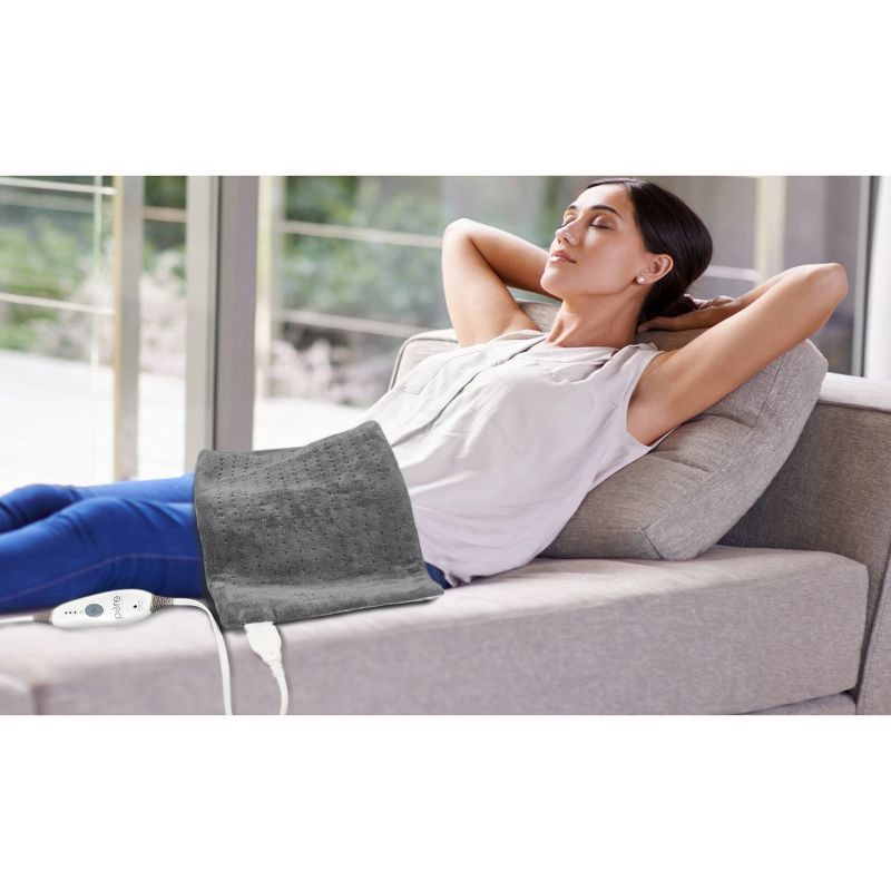 slide 4 of 7, Pure Enrichment PureRelief with 4 Heat Settings and 2hr Auto Shut-off Deluxe Heating Pad - 12"x24" - Gray, 1 ct