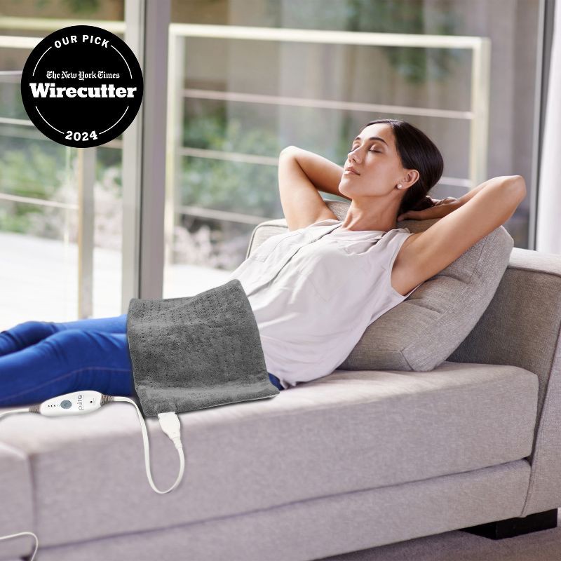 slide 7 of 8, Pure Enrichment PureRelief with 4 Heat Settings and 2hr Auto Shut-off Deluxe Heating Pad - 12" x 24" - Gray, 1 ct