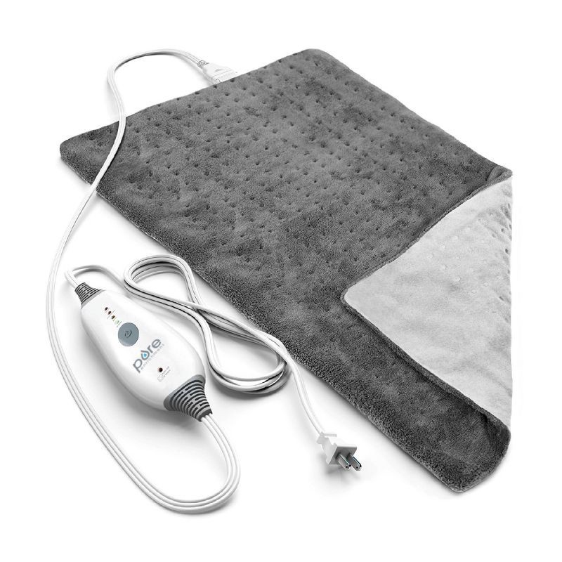 slide 1 of 7, Pure Enrichment PureRelief with 4 Heat Settings and 2hr Auto Shut-off Deluxe Heating Pad - 12"x24" - Gray, 1 ct