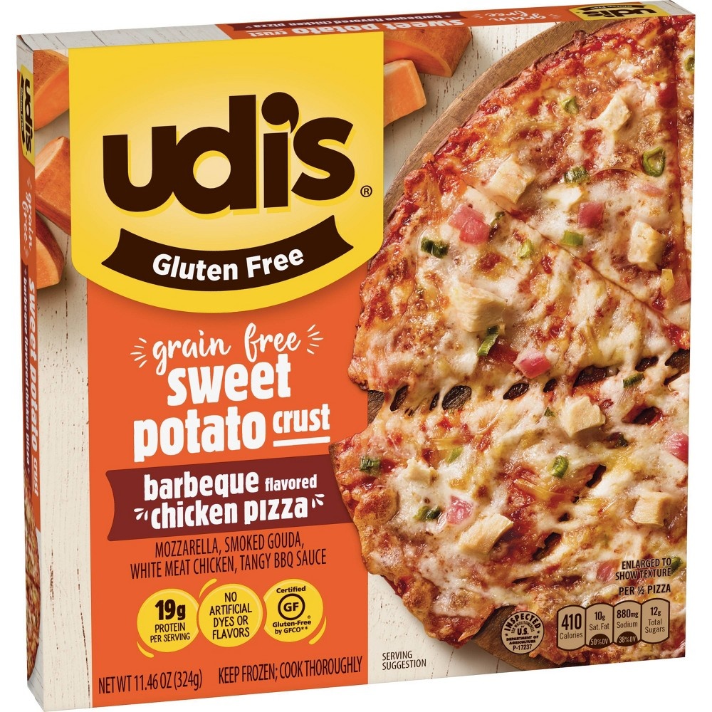 slide 2 of 6, Udi's Gluten Free Sweet Potato Crust Barbeque Chicken Frozen Pizza, 11.46 oz
