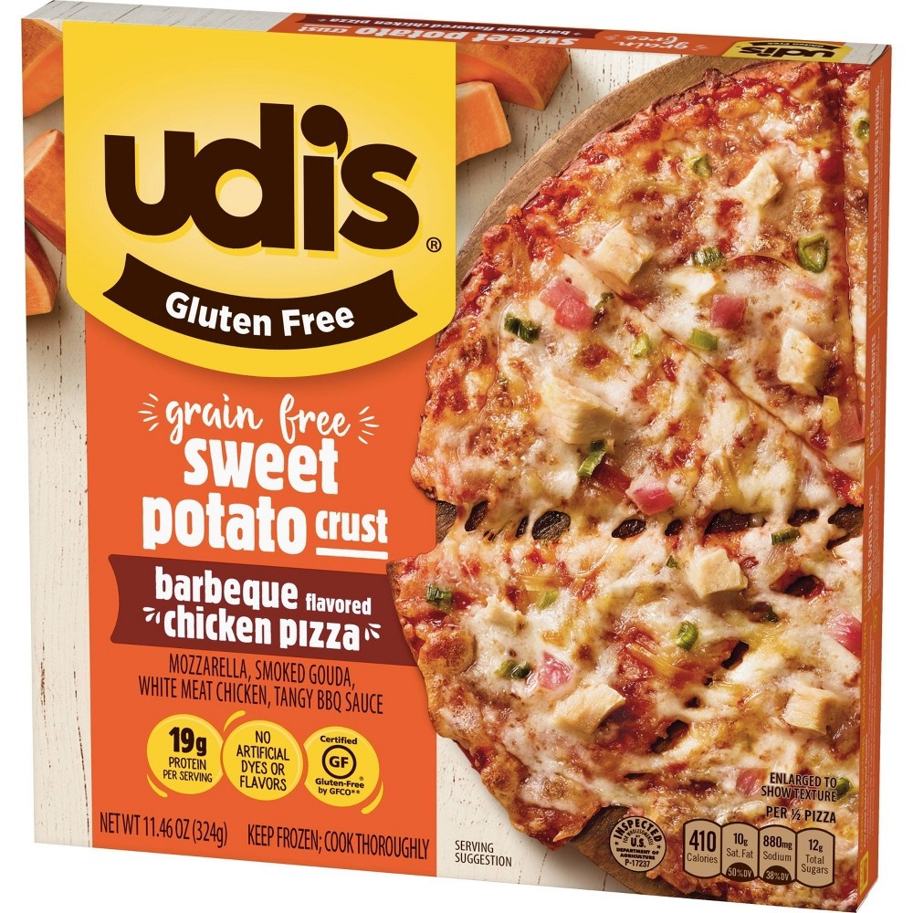 slide 3 of 6, Udi's Gluten Free Sweet Potato Crust Barbeque Chicken Frozen Pizza, 11.46 oz