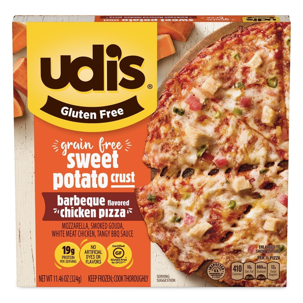 slide 4 of 6, Udi's Gluten Free Sweet Potato Crust Barbeque Chicken Frozen Pizza, 11.46 oz