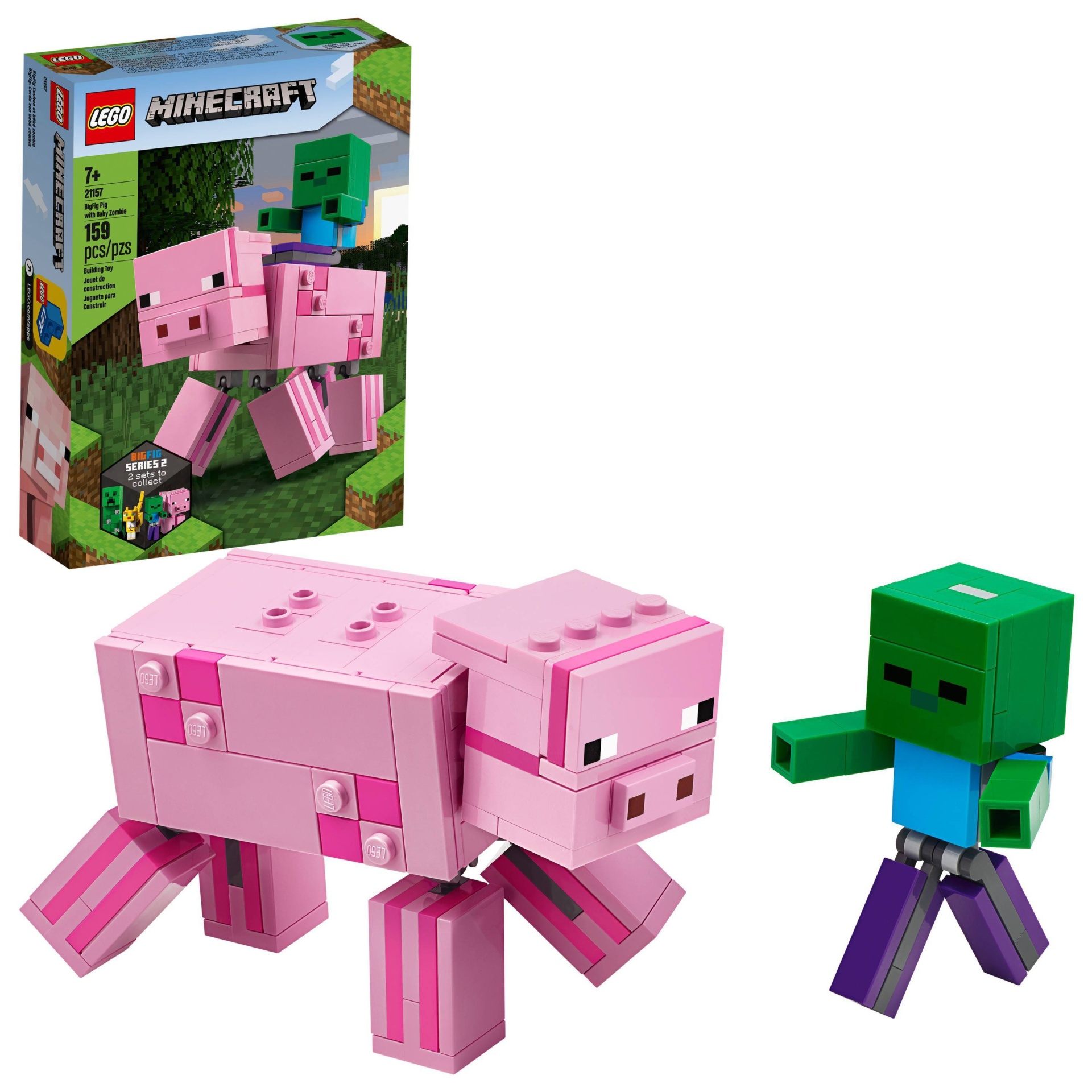 slide 1 of 1, LEGO Minecraft Pig BigFig and Baby Zombie 21157 Cool Building Set, 1 ct