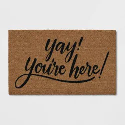 1'6"x2'6" Yay You're Here Coir Doormat Black/Beige - Threshold™
