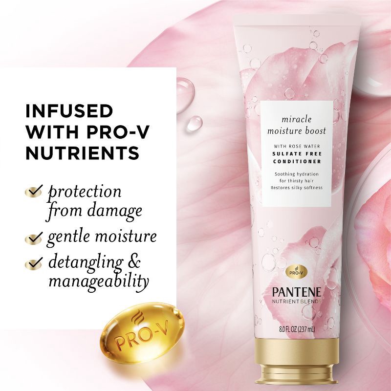 slide 3 of 9, Pantene Nutrient Blends Sulfate Free Miracle Moisture Rose Water Conditioner - 8.0 fl oz, 8 fl oz