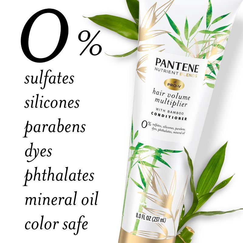 slide 4 of 9, Pantene Nutrient Blends Silicone Free Bamboo Conditioner, Volume Multiplier for Fine Thin Hair - 8.0 fl oz, 8 fl oz
