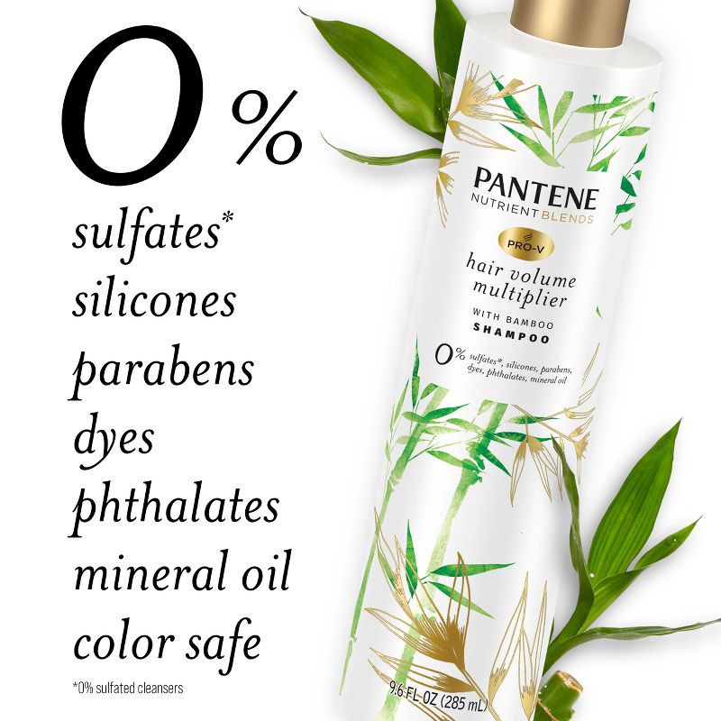 slide 4 of 9, Pantene Nutrient Blends Silicone Free Bamboo Shampoo, Volume Multiplier for Fine Thin Hair - 9.6 fl oz, 9.6 fl oz