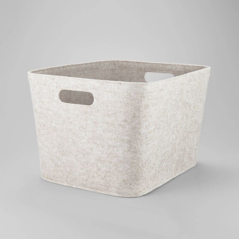 slide 1 of 5, 10.5" x 14" Medium Felt Basket with Stitching Oatmeal - Brightroom™: Modern Storage Bin, Cut-Out Handles, Universal Placement, 1 ct