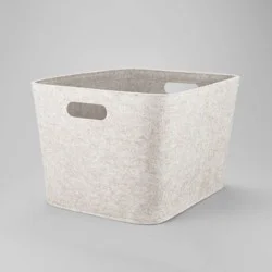 10.5" x 14" Medium Felt Basket with Stitching Oatmeal - Brightroom™: Modern Storage Bin, Cut-Out Handles, Universal Placement