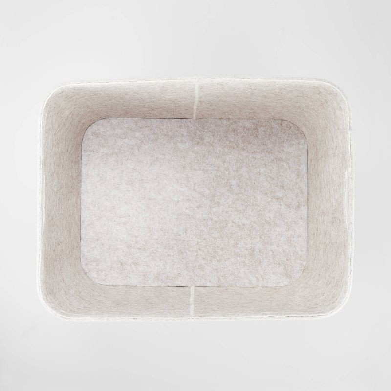 slide 3 of 5, 14" x 15" Large Felt Basket with Stitching Oatmeal - Brightroom™: Modern Storage Bin with Cut-Out Handles, 1 ct