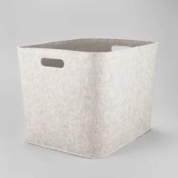 14" x 15" Large Felt Basket with Stitching Oatmeal - Brightroom™: Modern Storage Bin with Cut-Out Handles