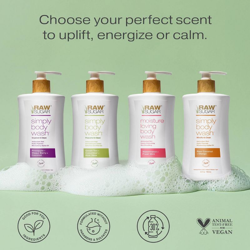 slide 7 of 9, Raw Sugar Simply Body Wash - Raw Coconut + Mango - 40 fl oz, 40 fl oz