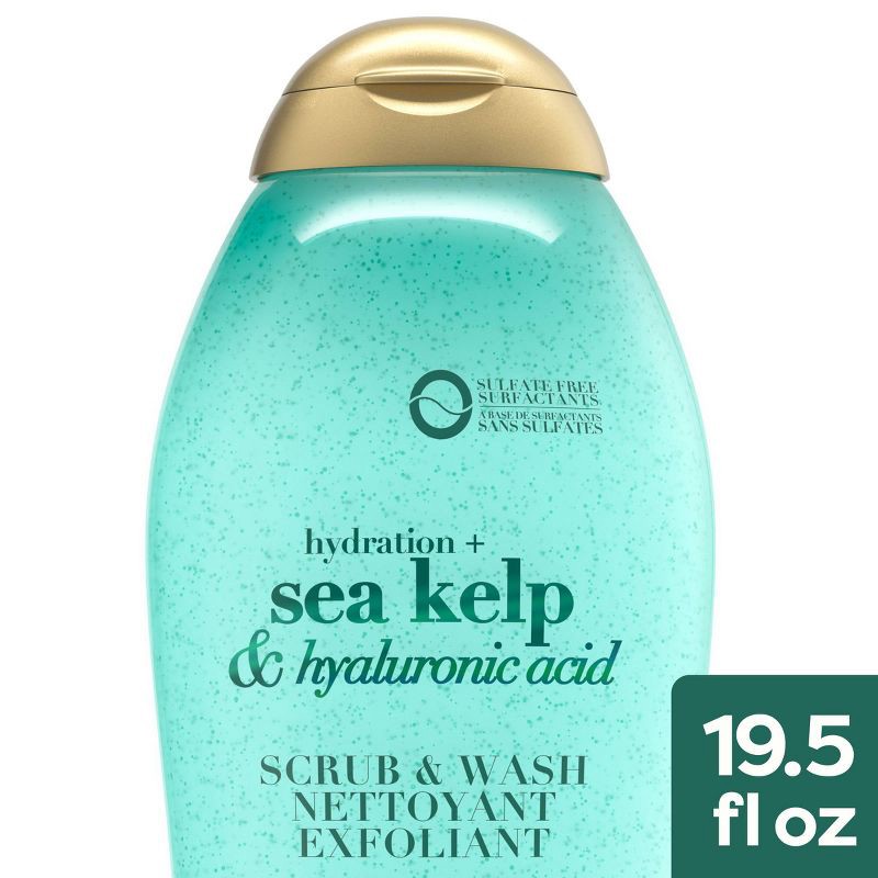 slide 1 of 1, OGX Hydration + Sea Kelp & Hyaluronic Acid Scrub & Wash - 19.5 fl oz, 19.5 fl oz