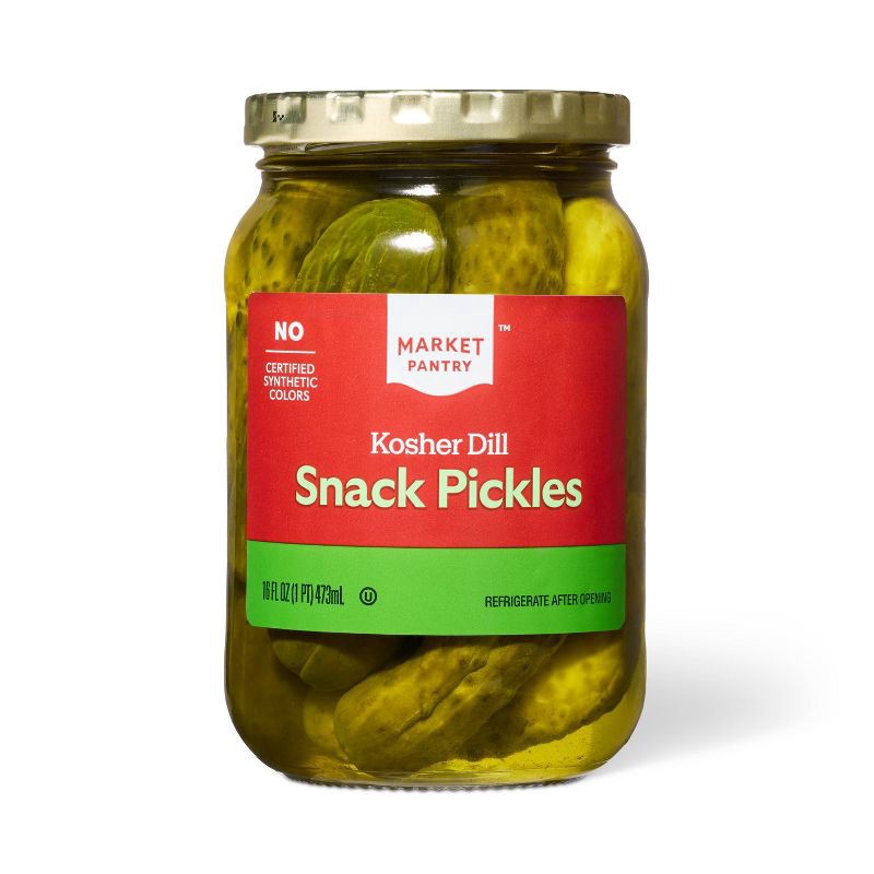 slide 1 of 3, Kosher Dill Snack Pickles - 16 fl oz - Market Pantry™, 16 fl oz