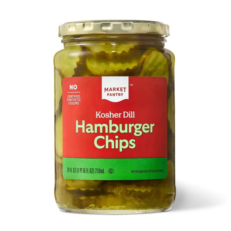 slide 1 of 3, Kosher Dill Hamburger Chips - 24oz - Market Pantry™, 24 oz