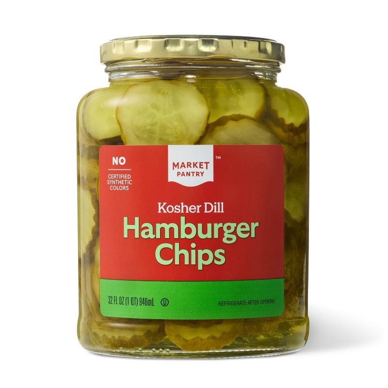 slide 1 of 3, Kosher Dill Hamburger Chips - 32oz - Market Pantry™, 32 oz