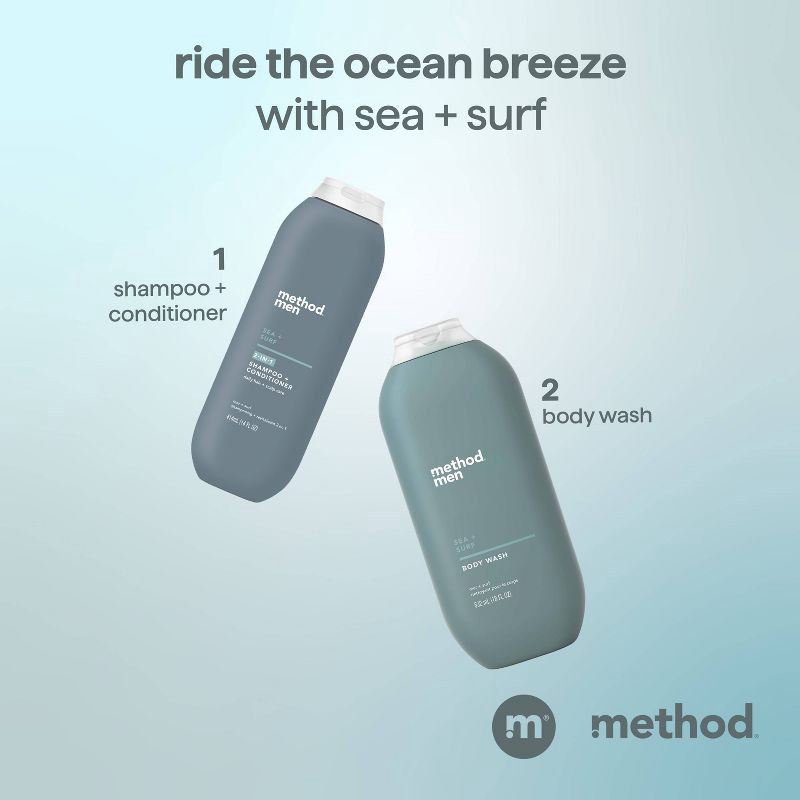 slide 7 of 9, Method Men 2-in-1 Shampoo and Conditioner Sea + Surf - 14 fl oz, 14 fl oz