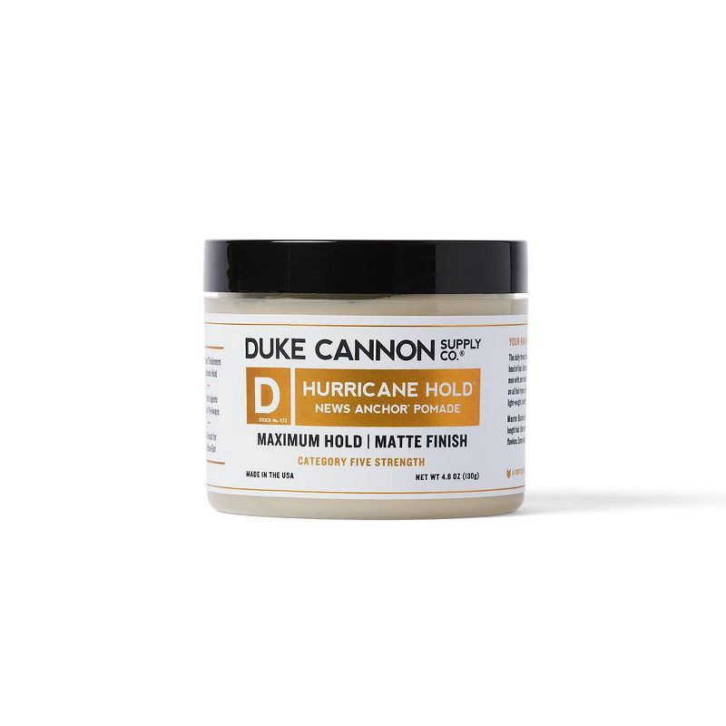 slide 1 of 7, Duke Cannon Supply Co. Duke Cannon News Anchor Hurricane Hold Pomade - Extra Strong Hold, Natural Finish Hair Styling Pomade for Men - 4.6 oz, 4.6 oz