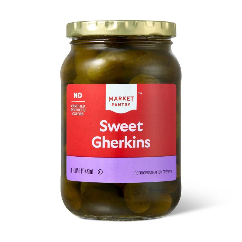 slide 1 of 3, Sweet Gherkins - 16oz - Market Pantry™, 16 oz