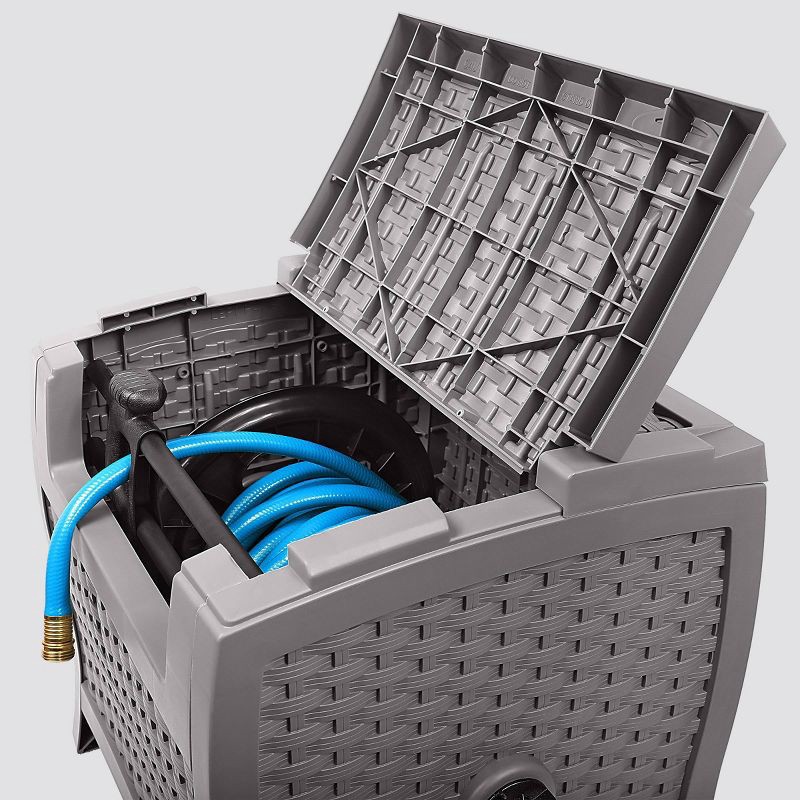 slide 3 of 4, Suncast 175' Hose Hideaway - Stoney Gray: Durable Resin, Weather-Resistant, No Assembly Required, 1 ct