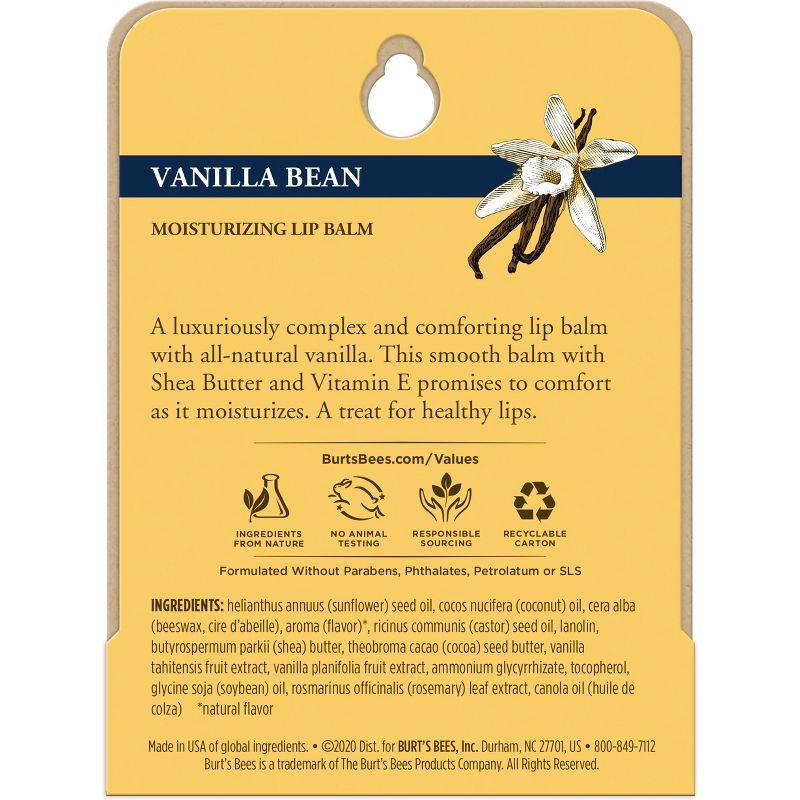 slide 2 of 6, Burt's Bees Moisturizing Lip Balm - Vanilla Bean - 0.15oz, 0.15 oz