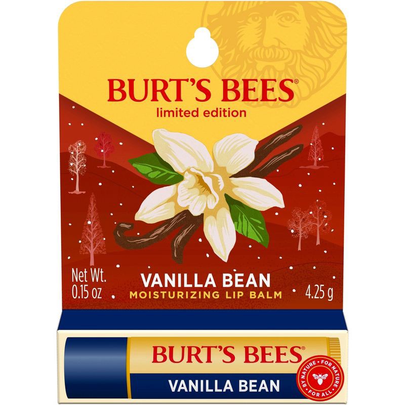 slide 1 of 10, Burt's Bees Holiday Limited Edition Stocking Stuffer Moisturizing Lip Balm - Vanilla Bean - 0.15oz, 0.15 oz