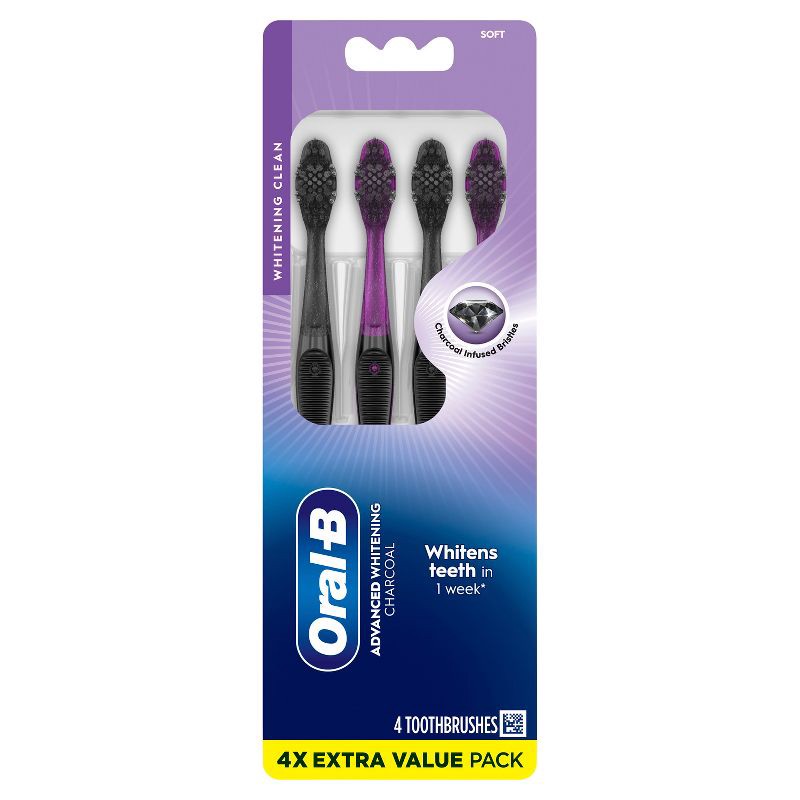 slide 2 of 9, Oral-B Charcoal Toothbrush, Soft - 4ct, 4 ct