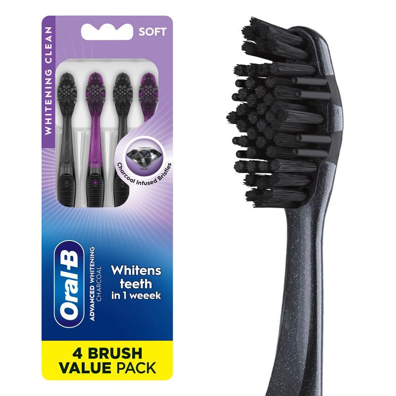 slide 1 of 10, Oral-B Charcoal Toothbrush, Soft - 4ct, 4 ct