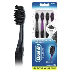 Oral-B Charcoal Toothbrush, Soft - 4ct