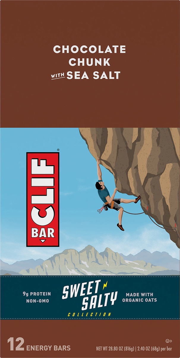 slide 5 of 9, CLIF Bar Chocolate Chunk With Sea Salt, 12 ct; 2.4 oz