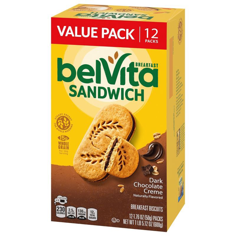 slide 9 of 14, belVita Dark Chocolate Creme Cookie Value Pack - 12ct, 12 ct