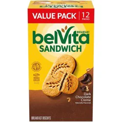 BelVita Breakfast Sandwich Dark Chocolate Creme Breakfast Biscuits Value Pack - 12.12oz/12pk