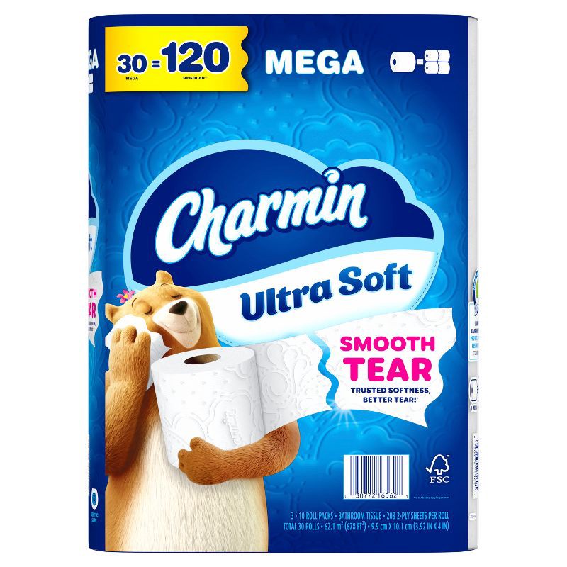 slide 15 of 16, Charmin Ultra Soft Toilet Paper - 30 Mega Rolls, 1 ct