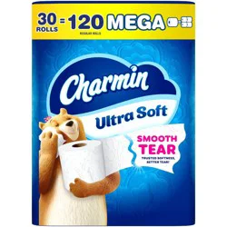 Charmin Ultra Soft Toilet Paper - 30 Mega Rolls: No Fragrance Added, Dye-Free, Non-Toxic