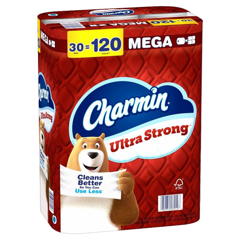 slide 12 of 18, Charmin Ultra Strong Toilet Paper - 30 Mega Rolls, 1 ct