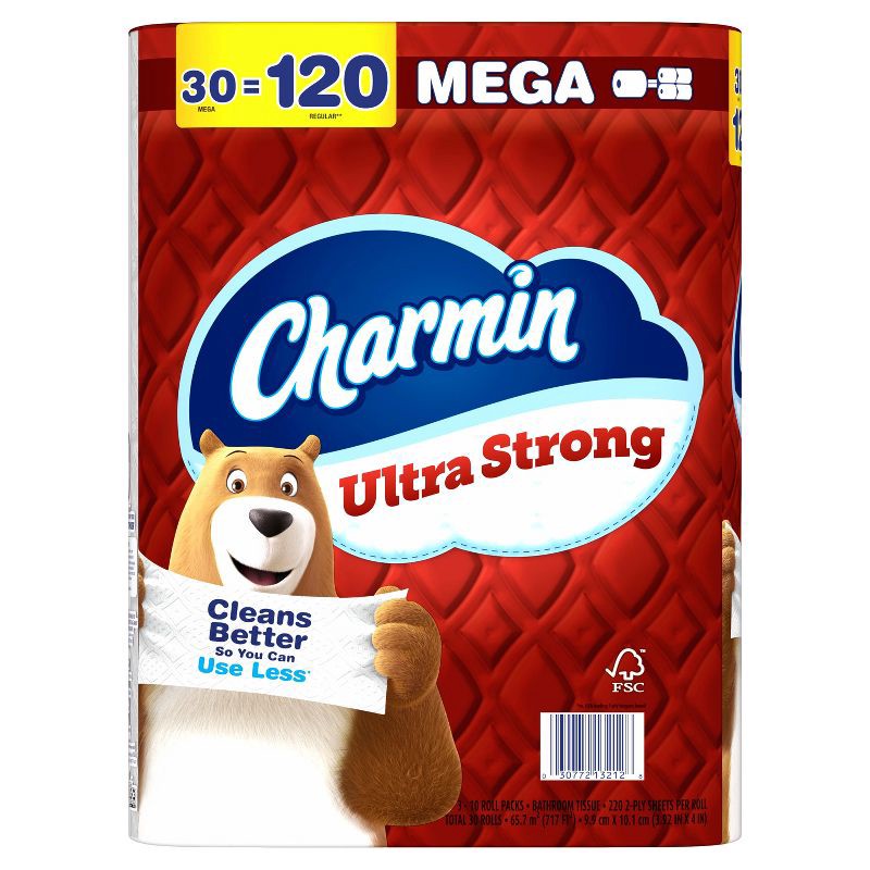 slide 10 of 18, Charmin Ultra Strong Toilet Paper - 30 Mega Rolls, 1 ct