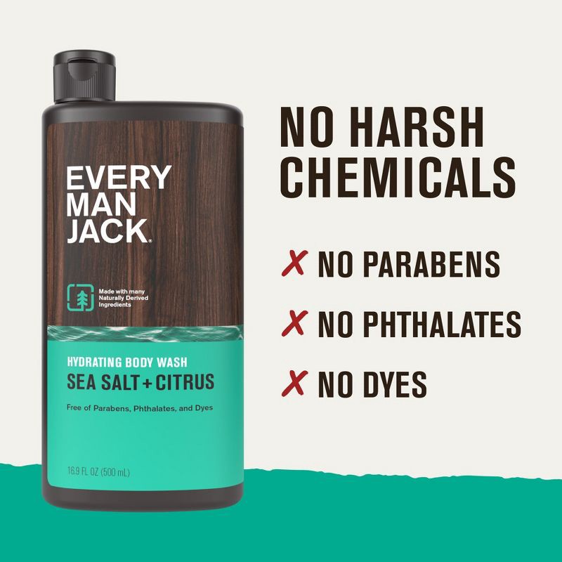 slide 3 of 13, Every Man Jack Sea Salt + Citrus Hydrating Men's Body Wash - 16.9 fl oz, 16.9 fl oz