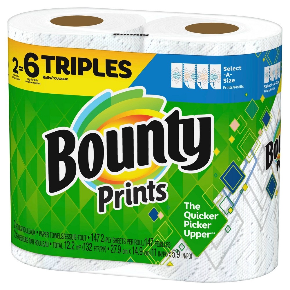 slide 2 of 5, Bounty Prints Select-A-Size Paper Towels - 2 Triple Rolls, 1 ct