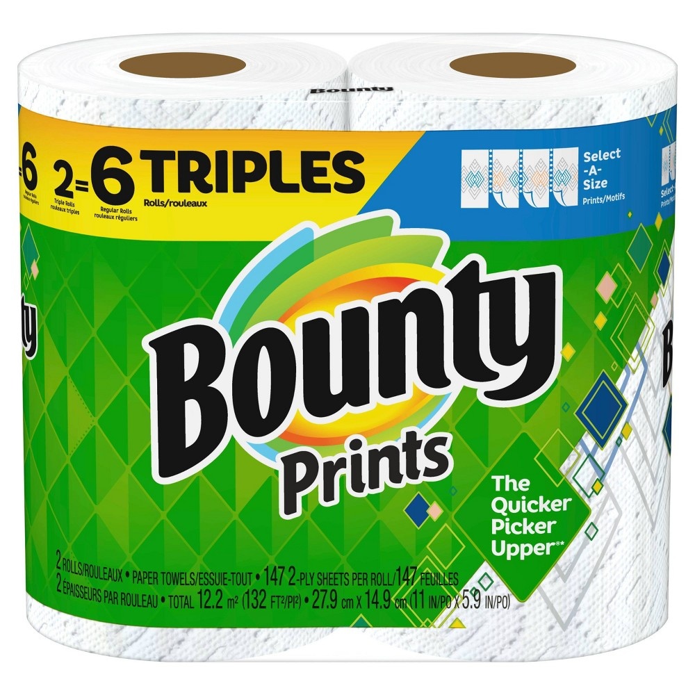slide 4 of 5, Bounty Prints Select-A-Size Paper Towels - 2 Triple Rolls, 1 ct