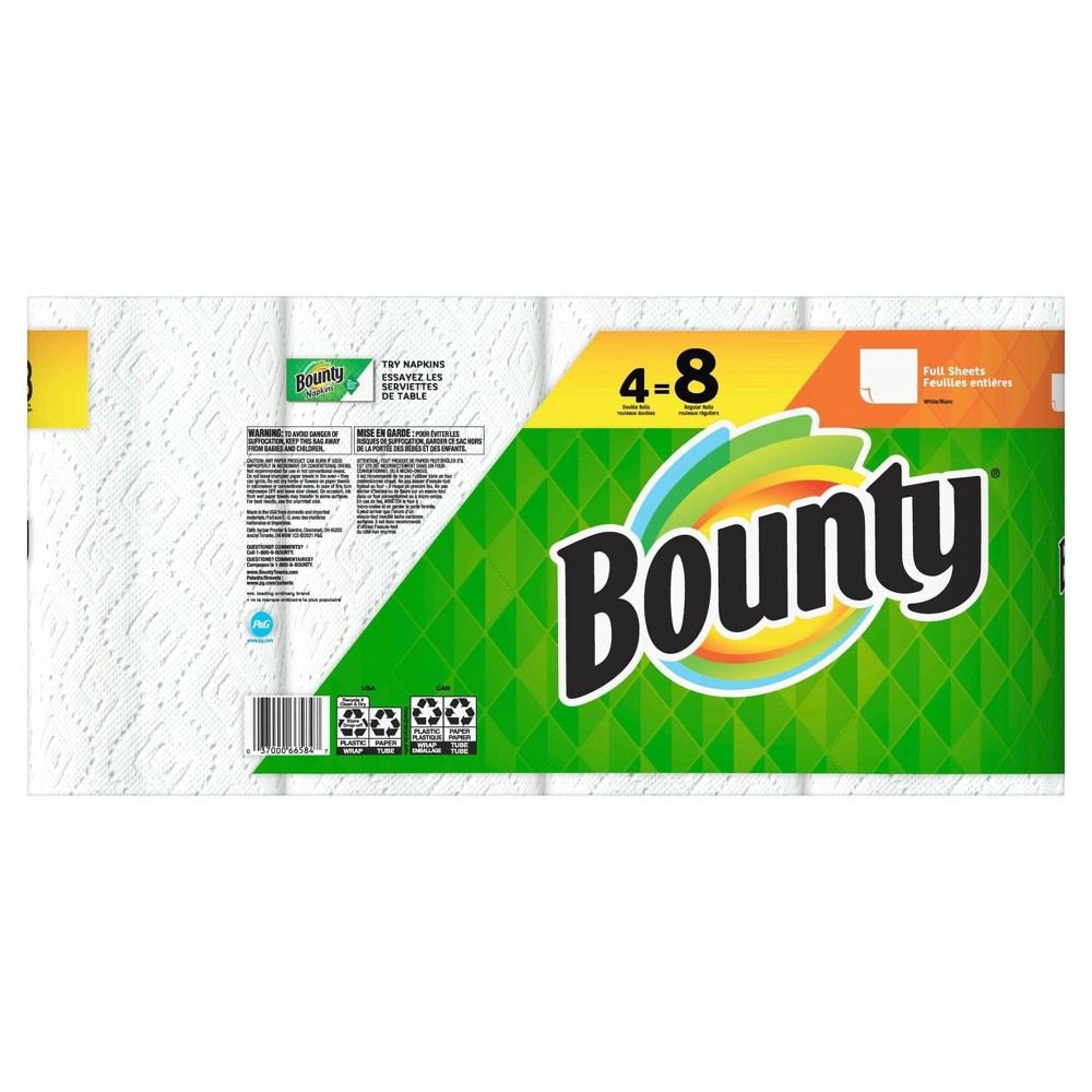 slide 5 of 5, Bounty Full Sheet Paper Towels - 4 Double Rolls, 288 ct