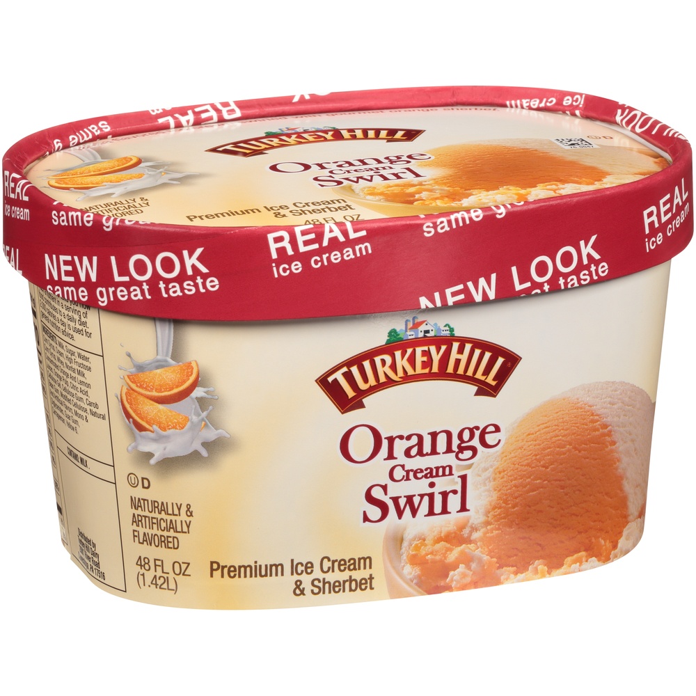 slide 2 of 8, Turkey Hill Premium Ice Cream / Orange Cream Swirl, 48 fl oz