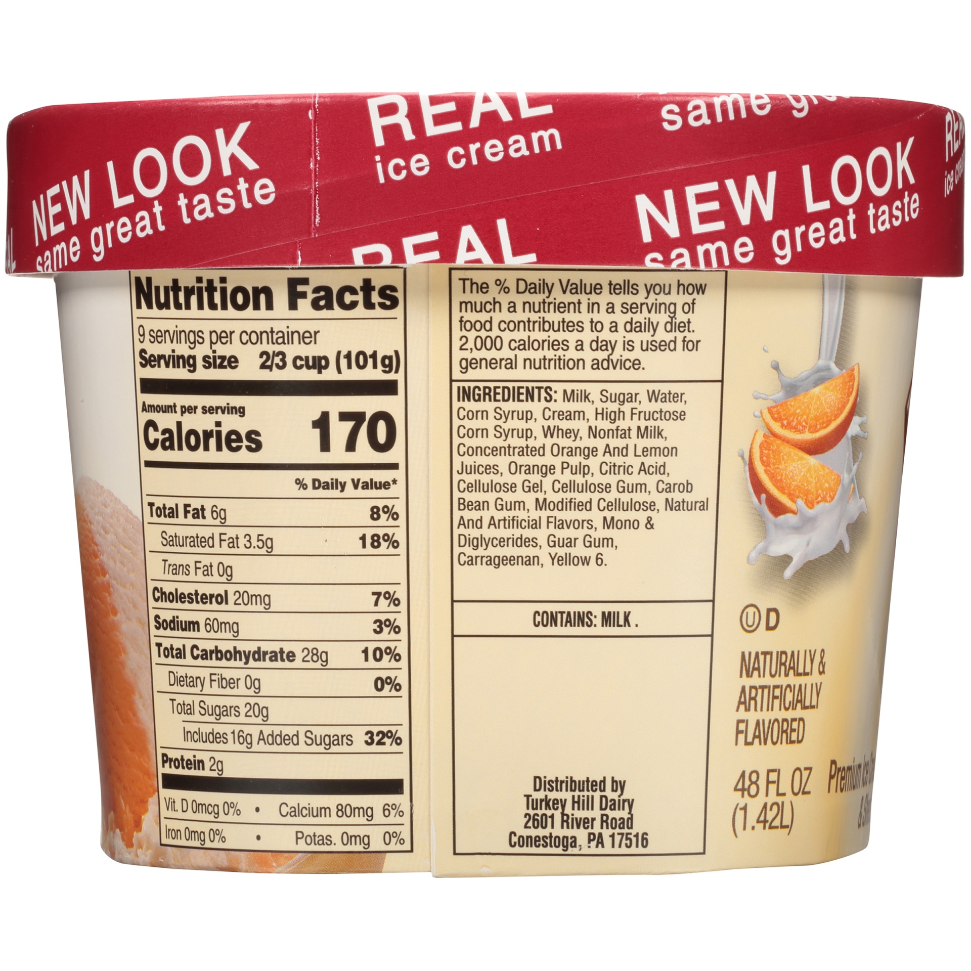 slide 3 of 8, Turkey Hill Premium Ice Cream / Orange Cream Swirl, 48 fl oz