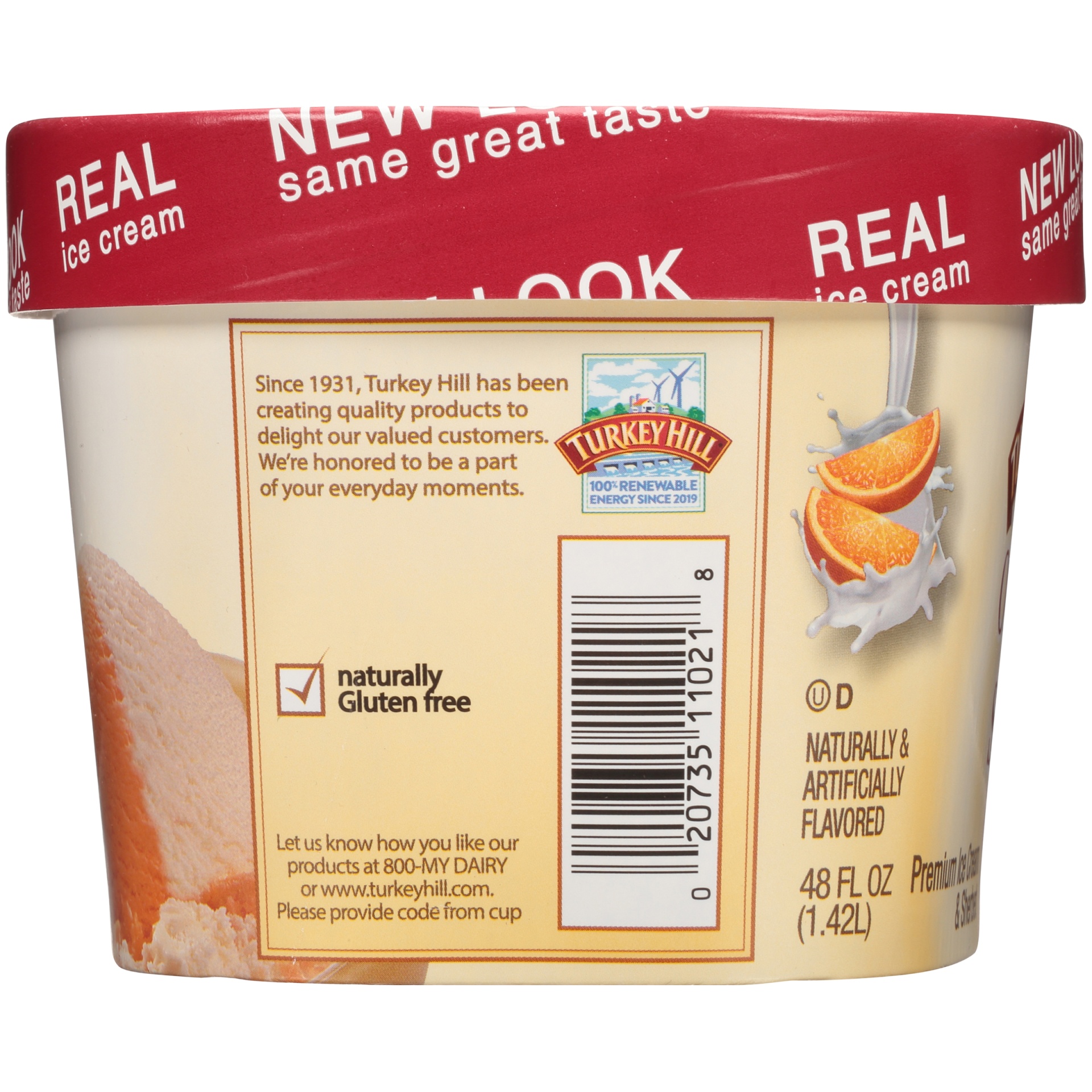 slide 8 of 8, Turkey Hill Premium Ice Cream / Orange Cream Swirl, 48 fl oz