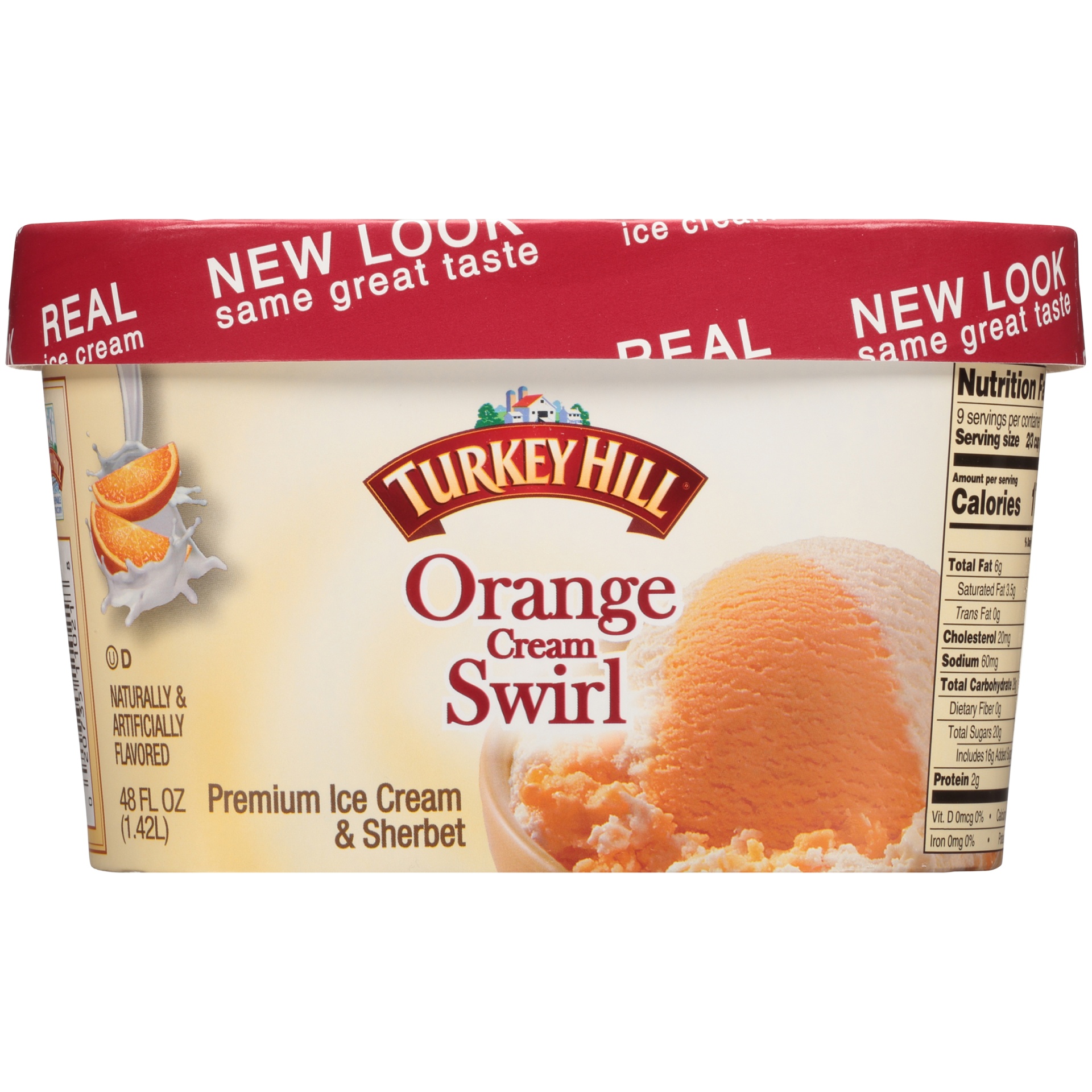 slide 4 of 8, Turkey Hill Premium Ice Cream / Orange Cream Swirl, 48 fl oz