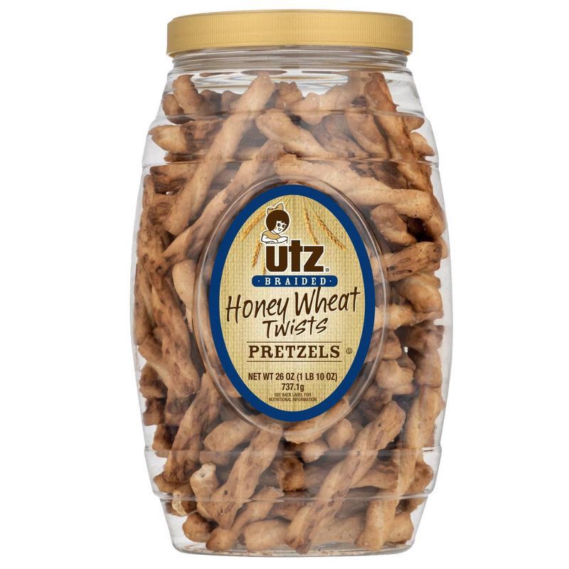 slide 1 of 5, Utz Braided Honey Wheat Twists Pretzels Barrel - 24oz, 24 oz